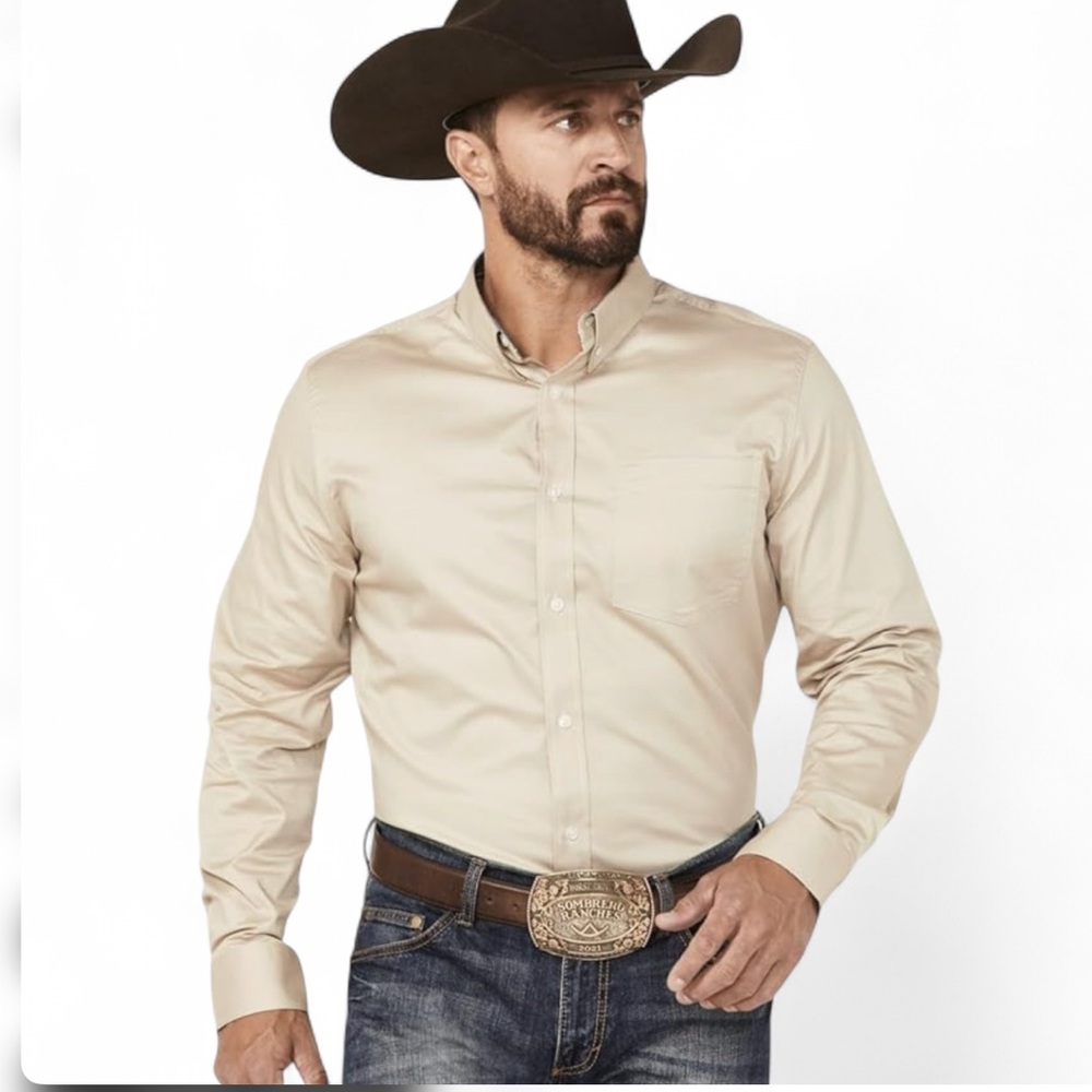 Cody James | Men's Long-Sleeve Button Up Shirt in Beige - Classic Western | 2XL